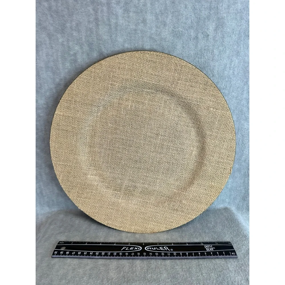 Pier 1‎ Imports Burlap Charger Plates Set of 3 Decorative Rustic Table Setting